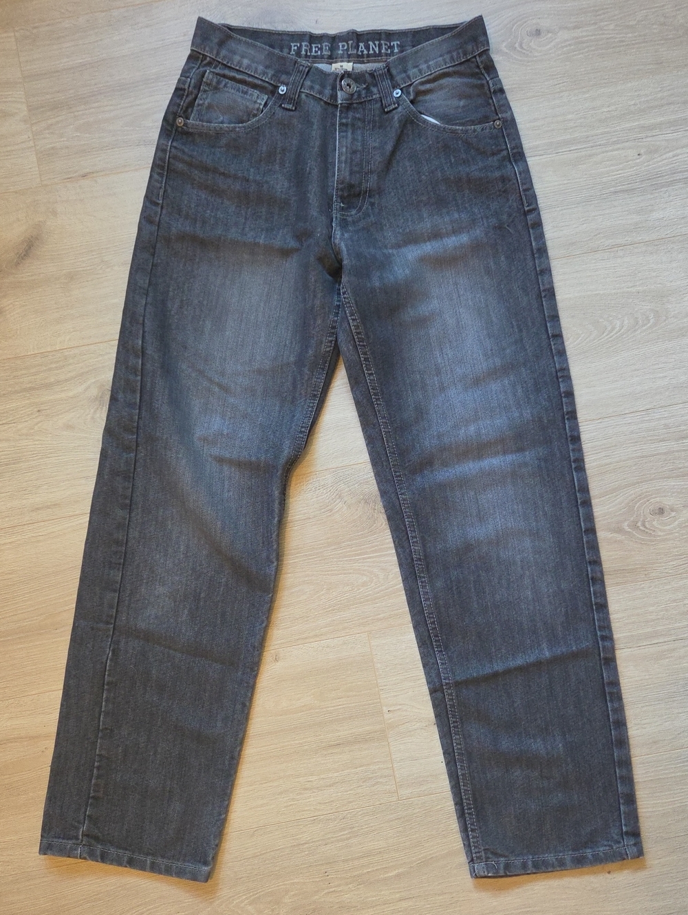 Free Planet Youth Boys Dark Gray Relaxed Jeans - 16